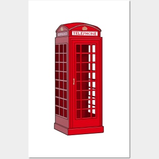 Red English Phone booth Posters and Art